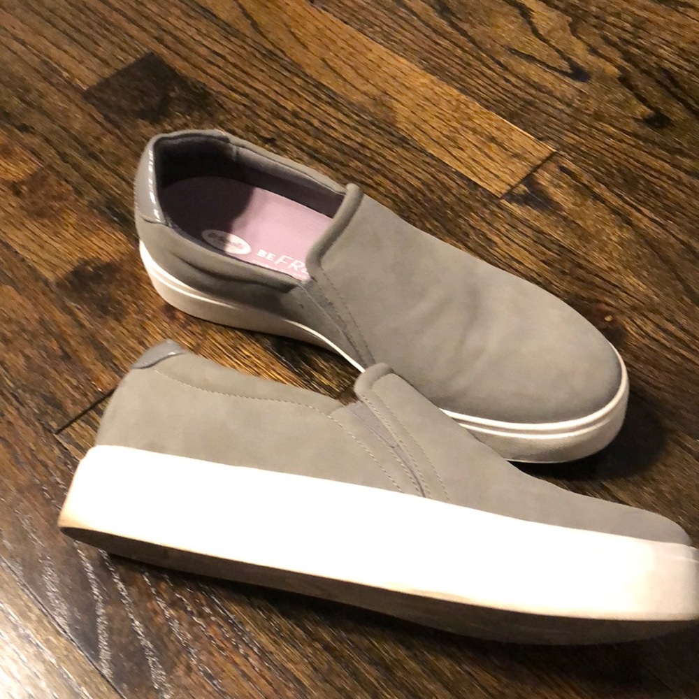 Gray platform slip on sneakers